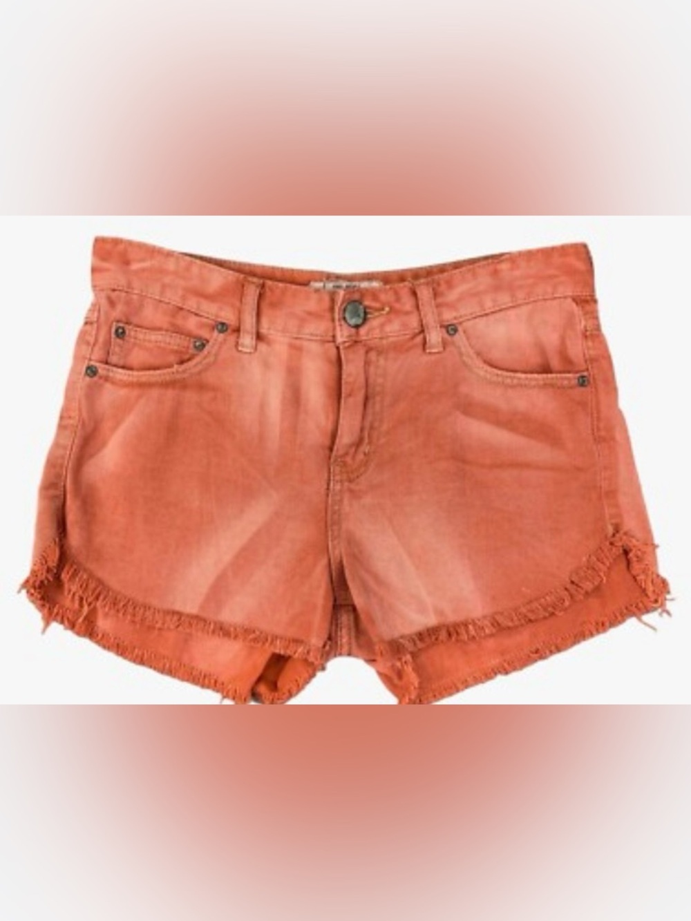 Free People Rust Frayed Hem Denim Shorts